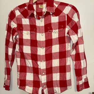 Red and White Plaid Button Down Shirt for Kids
